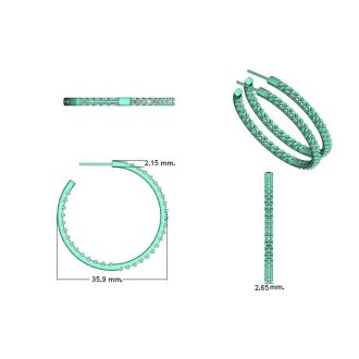 14K White Gold 3 Carat Diamond Three Quarter Hoop Earrings