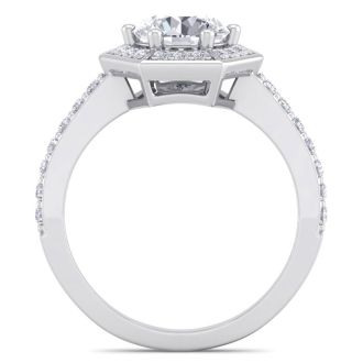 2 Carat Halo Diamond Engagement Ring In 14 Karat White Gold