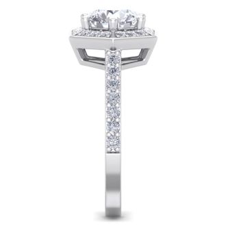 2 Carat Halo Diamond Engagement Ring In 14 Karat White Gold