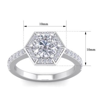 2 Carat Halo Diamond Engagement Ring In 14 Karat White Gold