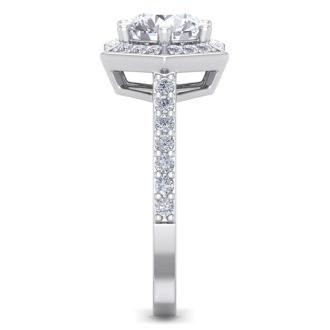 2 1/2 Carat Halo Diamond Engagement Ring In 14 Karat White Gold