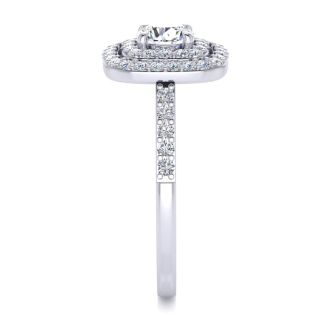 1 Carat Double Halo Diamond Engagement Ring in 14k White Gold