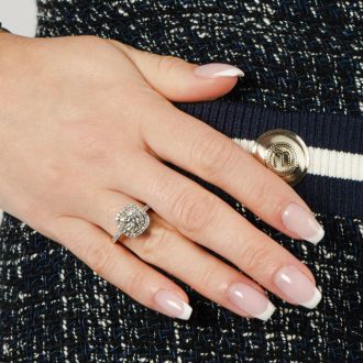 Halo ring with 1 carat center stone on sale