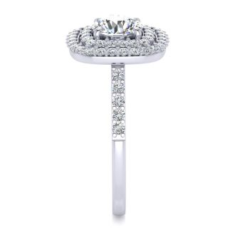 1 1/2 Carat Double Halo Diamond Engagement Ring in 14k White Gold 
