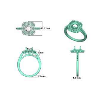 1 1/2 Carat Double Halo Diamond Engagement Ring in 14k White Gold 