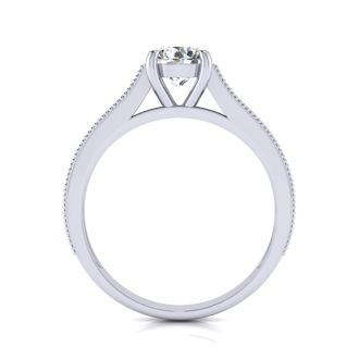 1 1/2 Carat Round Diamond Engagement Ring With 1 Carat Center Diamond In 14K White Gold
