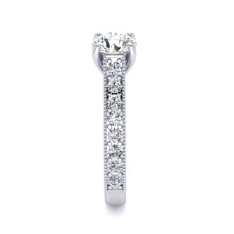 1 1/2 Carat Round Diamond Engagement Ring With 1 Carat Center Diamond In 14K White Gold