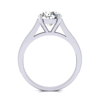 2 Carat Round Diamond Engagement Ring With 1 1/2 Carat Center Diamond In 14K White Gold