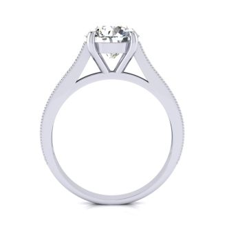 2 Carat Round Diamond Engagement Ring With 1 1/2 Carat Center Diamond In 14K White Gold