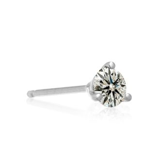 Almost 3/4 Carat Round Diamond Stud Earrings in 14 Karat White Gold with Martini Setting
