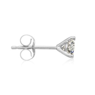Almost 3/4 Carat Round Diamond Stud Earrings in 14 Karat White Gold with Martini Setting