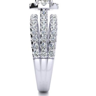 1 1/2 Carat Round Halo Diamond Engagement Ring in 14 Karat White Gold