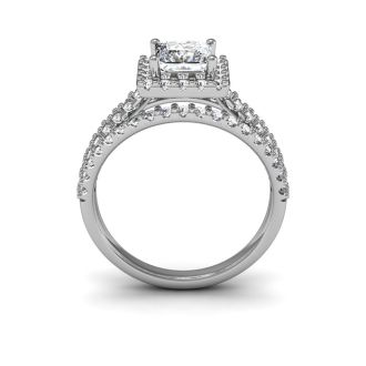 2 Carat Elegant Princess Cut Halo Diamond Engagement Ring in 14k White Gold