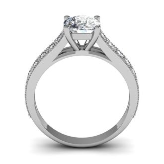 1 1/2 Carat Diamond Engagement Ring With 1 Carat Cushion Cut Center Diamond In 14K White Gold
