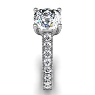 2 Carat Diamond Engagement Ring With 1 1/2 Carat Cushion Cut Center Diamond In 14K White Gold