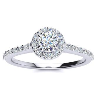 1/2 Carat Halo Diamond Engagement Ring in 14k White Gold
