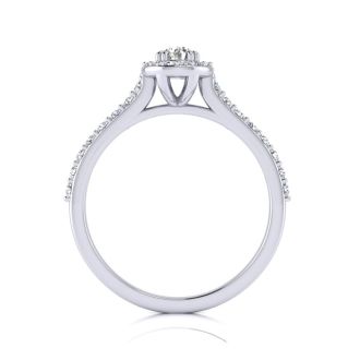 1/2 Carat Halo Diamond Engagement Ring in 14k White Gold
