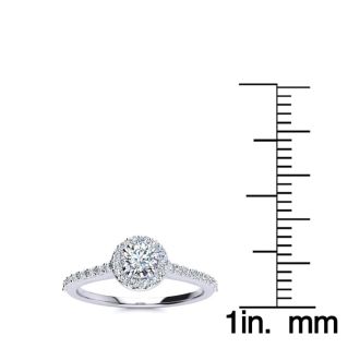 1/2 Carat Halo Diamond Engagement Ring in 14k White Gold
