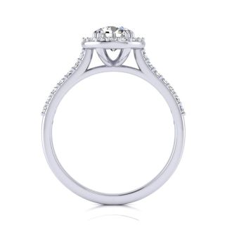1 Carat Round Halo Diamond Engagement Ring in 14K White Gold. Very Popular, Super Beautiful, Classically Elegant
