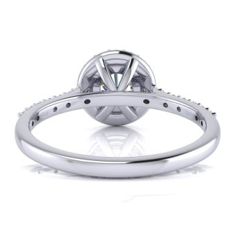 1 Carat Round Halo Diamond Engagement Ring in 14K White Gold. Very Popular, Super Beautiful, Classically Elegant
