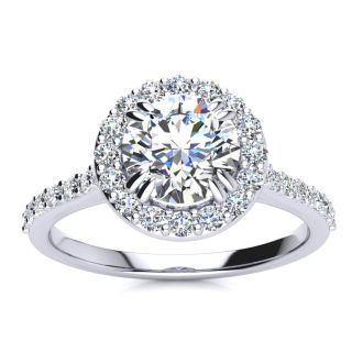 1 1/4 Carat Halo Diamond Engagement Ring in 14k White Gold