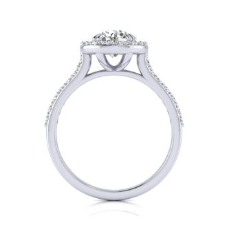 1 1/4 Carat Halo Diamond Engagement Ring in 14k White Gold