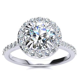 2 Carat Halo Diamond Engagement Ring in 14k White Gold