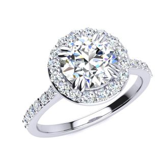2 Carat Halo Diamond Engagement Ring in 14k White Gold