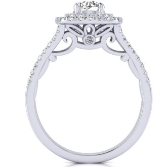 1 Carat Double Halo Diamond Engagement Ring in 14 Karat White Gold