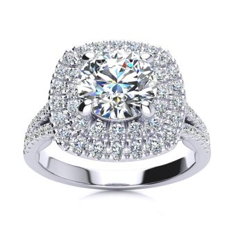1 1/4 Carat Double Halo Diamond Engagement Ring in 14 Karat White Gold