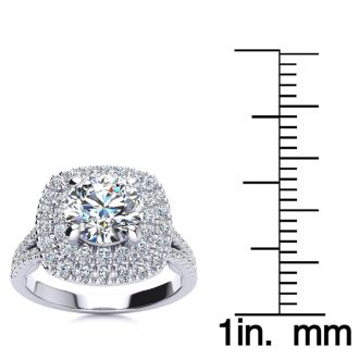 1 1/4 Carat Double Halo Diamond Engagement Ring in 14 Karat White Gold