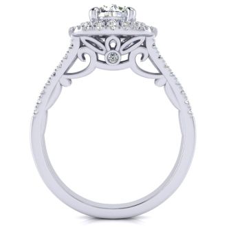 1 1/2 Carat Double Halo Diamond Engagement Ring in 14 Karat White Gold