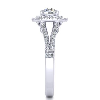 1 1/2 Carat Double Halo Diamond Engagement Ring in 14 Karat White Gold