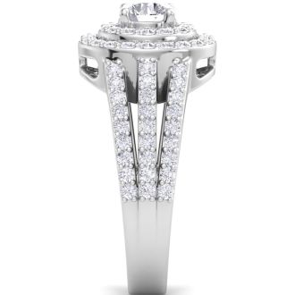2 Carat Double Halo Diamond Engagement Ring In 14 Karat White Gold