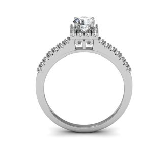 Cheap Engagement Rings, 1/2 Carat Square Halo, Round Diamond Engagement Ring in 14k White Gold