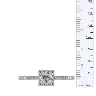 Cheap Engagement Rings, 1/2 Carat Square Halo, Round Diamond Engagement Ring in 14k White Gold
