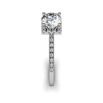 1 Carat Square Halo With Round Brilliant Solitaire Diamond Engagement Ring in White Gold