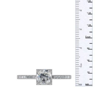 1 Carat Square Halo With Round Brilliant Solitaire Diamond Engagement Ring in White Gold