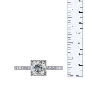 1.40 Carat Square Halo, Round Diamond Engagement Ring in 14k White Gold