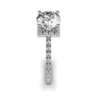 2 Carat Square Halo, Round Diamond Engagement Ring in 14k White Gold