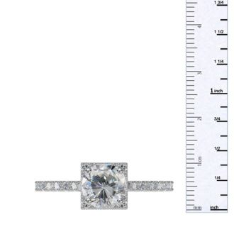 2 Carat Square Halo, Round Diamond Engagement Ring in 14k White Gold