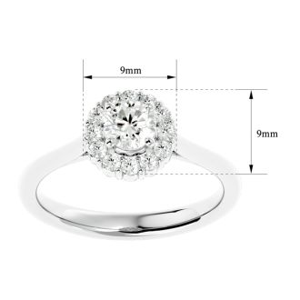 3/4 Carat Halo Diamond Engagement Ring In 14 Karat White Gold
