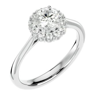 1 Carat Halo Diamond Engagement Ring In 14 Karat White Gold
