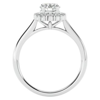1 Carat Halo Diamond Engagement Ring In 14 Karat White Gold