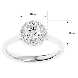 1 Carat Halo Diamond Engagement Ring In 14 Karat White Gold