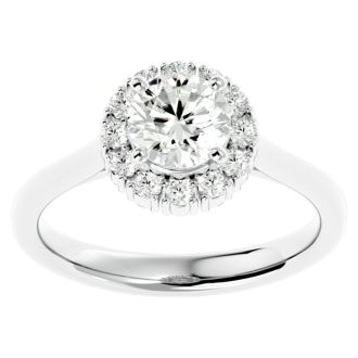 1 1/3 Carat Halo Diamond Engagement Ring In 14 Karat White Gold