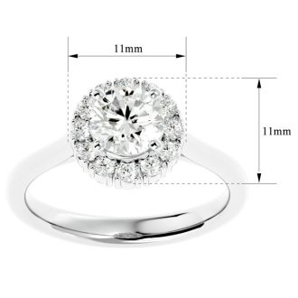 1 1/3 Carat Halo Diamond Engagement Ring In 14 Karat White Gold