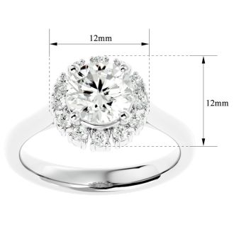 1 3/4 Carat Halo Diamond Engagement Ring In 14 Karat White Gold