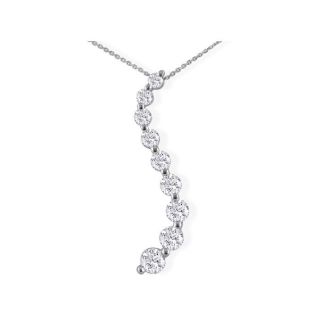 1/2ct Curve Style 9 Diamond Journey Pendant in 14k White Gold