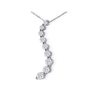 1/2ct Curve Style 9 Diamond Journey Pendant in 14k White Gold